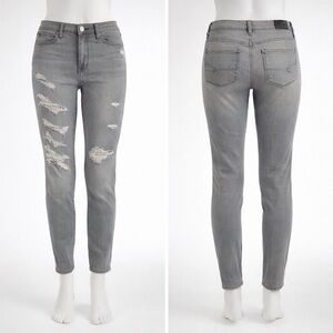 American Eagle Hi-Rise Jegging Gray Distressed Stretch Jeans sz 6 XShort!